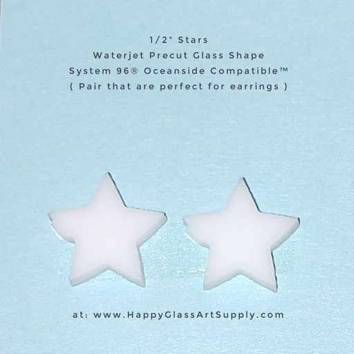 Star White Opalescent 1/2" Water Jet PreCut System 96® Oceanside Compatible™ Waterjet Cut Fusible Glass Shape Happy Glass Art Supply www.HappyGlassArtSupply.com