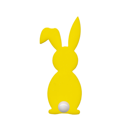 Fusible Glass Bunny Yellow Opal with Round Dot Tail Water Jet PreCut System 96® Oceanside Compatible™ Waterjet Cut Fusible Glass Shape Happy Glass Art Supply www.happyglassartsupply.com