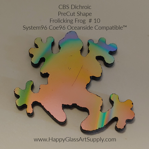 CBS Dichroic Frolicking Frog, PreCut Frolicking Frogs Thin Black Oceanside Compatible™ System 96® Fusible Glass Coe 96 Happy Glass Art Supply www.HappyGlassArtSupply.com