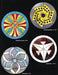 Aanraku Glass Studios Japanese Crests 1 Glass Art Pattern Book by Ann Sweet  25 Seven and a half inch diameter Round Flowing Designs Color photo for many of the designs for inspirational color choices Happy Glass Art Supply www.happyglassartsupply.com
