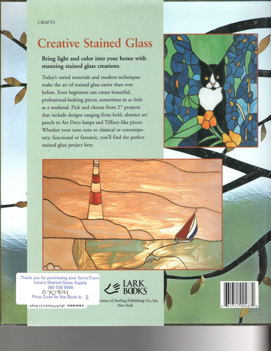 Creative Stained Glass, Instructions and Patterns by Christine Kellmann Stevenson Modern Designs & Simple Stained Glass Techniques Instructional Hard Bound Book Happy Glass Art Supply www.happyglassartsupply.com