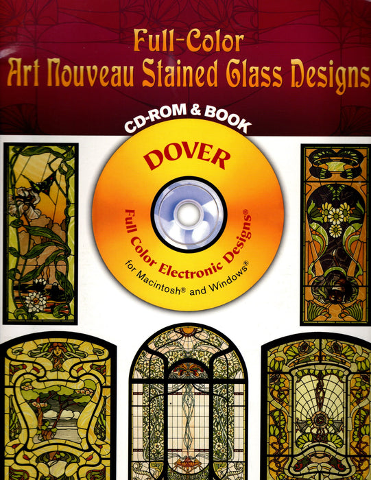 Full-Color Art Nouveau Stained Glass Designs CD Rom & Book by Dover 114 Permission-Free Designs A terrific Glass Artist Gift Present Happy Glass Art Supply www.happyglassartsupply.com