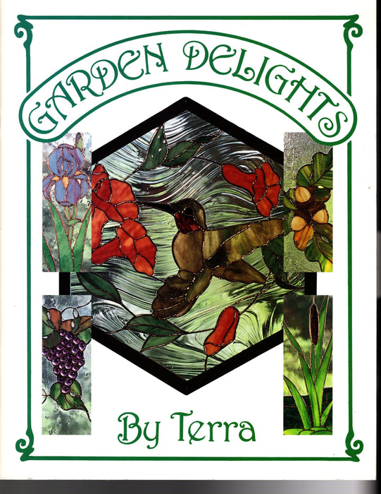 Garden Delights by Terra Full-Sized patterns for the garden.  Stepping stone, planter boxes, candle holders and so much more. A terrific Glass Artist Gift Present Happy Glass Art Supply www.happyglassartsupply.com