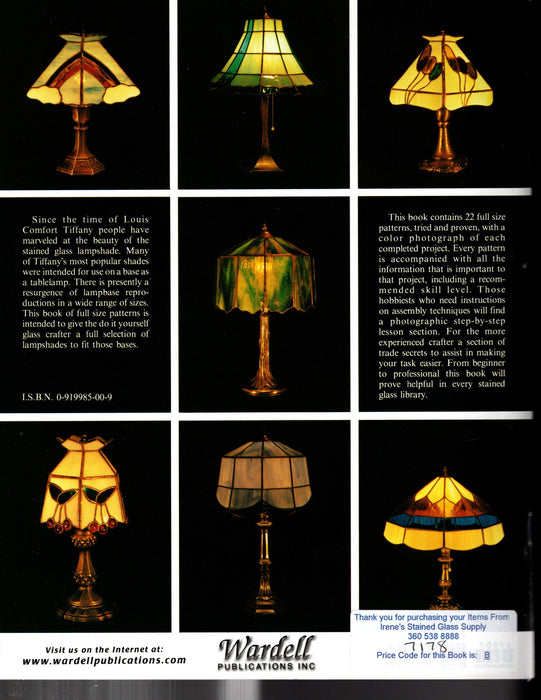 Lampshade Patterns Full-Size for Mini to Medium size shades 22 For Swag or Base style Stained Glass Lamps, Color Photo of each, Step by step lessons and trade secrets A terrific Glass Artist Gift Present Happy Glass Art Supply www.happyglassartsupply.com