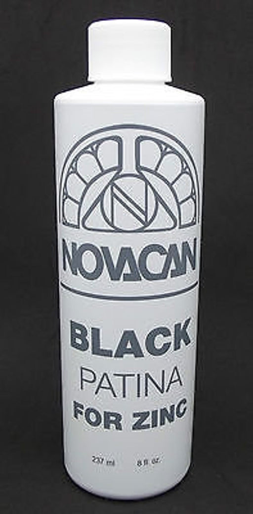 Black Patina for Zinc - Novacan 8 oz bottle Happy Glass Art Supply www.happyglassartsupply.com