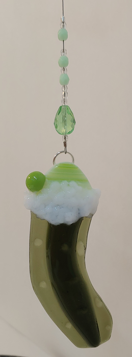 96 F1 528.4 Olive Green Transparent System96 Oceanside Compatible™ Coe96 Fusible Glass Glass Powder Happy Glass Traditional Christmas Pickle Ornament by Irene Richardson Art Supply www.happyglassartsupply.com