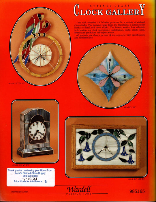 Stained Glass Clock Gallery Pattern Book Instructional