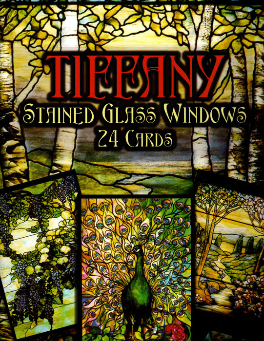 Tiffany Stained Glass Windows Post Cards  Twenty Four 4-1/4" x 6" wonderful Tiffany post cards ready to be detached and mailed. These 24 post cards are from Tiffany windows from Circa 1896 to Circa 1921 Happy glass art supply www.happyglassartsupply.com