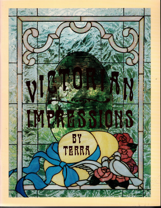 Victorian Impressions Glass Art Pattern Book by Terra 10 Full-Size glass art designs Size and glass usage information for each Terra Parma is one of my favorite design artists to use for creating beautiful glass art panels / windows Color photos of each design for inspiration A terrific Glass Artist Gift Present Happy Glass Art Supply www.happyglassartsupply.com