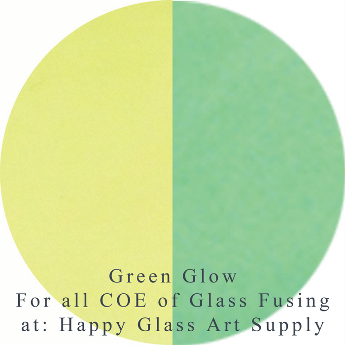 Yellow / Green Glow for all COE Fusible at www.happyglassartsupply.com Happy Glass Art Supply